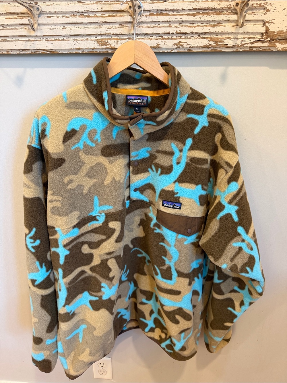 PATAGONIA 2016 MEN'S SNAP T PULLOVER MEN'S M FOREST CAMO TURQUOISE Size XL